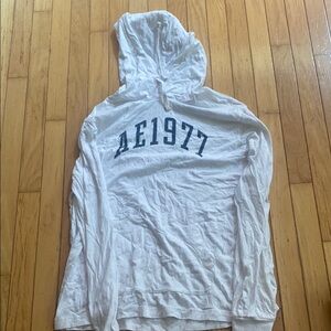 American Eagle Outfitters White Hoodie with Blue Print